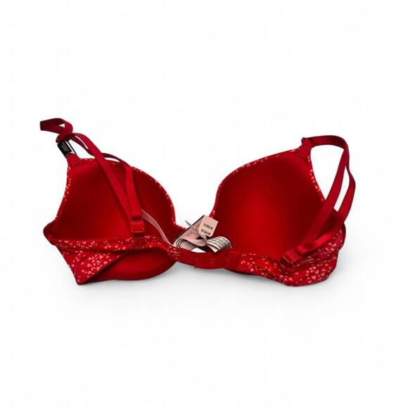 Victorias Secret Red Hearts Push Up Bra Size 32C New Tag - Picture 2 of 4